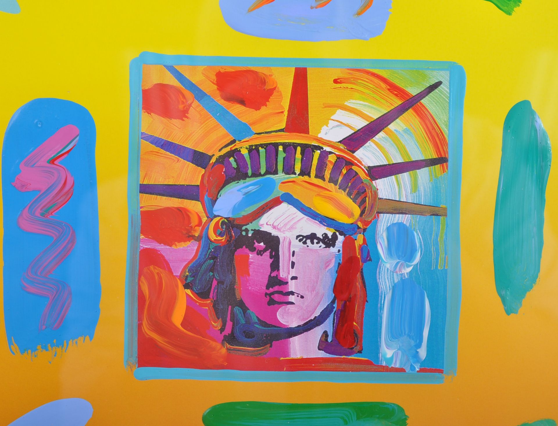 PETER MAX - LIBERTY HEAD II COLLAGE - MIXED MEDIA PAINTING - Bild 2 aus 5