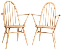 ERCOL - PAIR OF CARVER DINING ARMCHAIR / ELBOW CHAIRS
