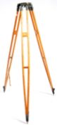 EARLY 20TH CENTURY MILIATRY ISSUE BEECH AND METAL TRIPOD