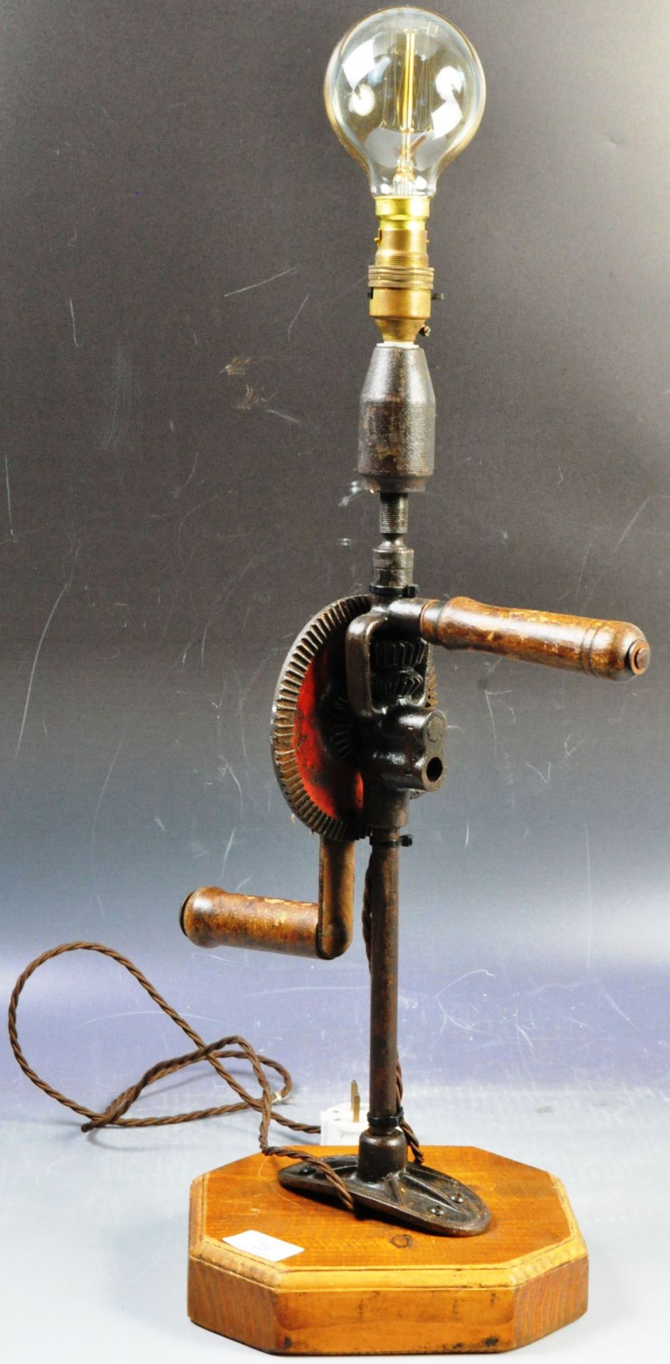 VINTAGE BESPOKE STEAMPUNK HAND HELD DRILL LAMP LIGHT