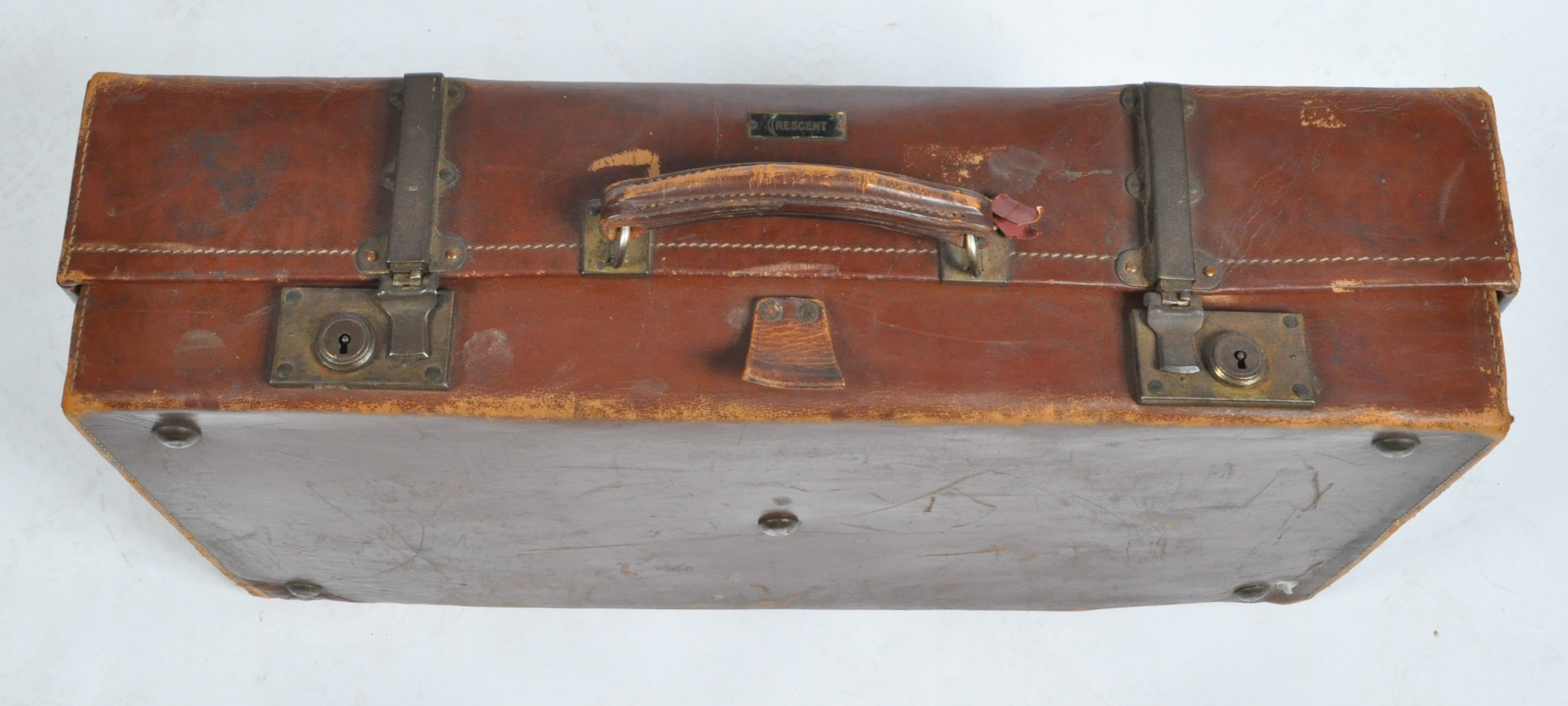 COLLECTION OF VINTAGE LUGGAGE - LEATHER SUITCASES - Image 10 of 14