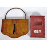 20TH CENTURY FOLK ART METAL WORKED LETTER BOX AND A KEY BOX