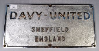 DAVY UNITED - ENGINEERING COMPANY HEAVY METAL SIGN