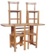VINTAGE LIGHT OAK ARTS & CRAFTS STYLE LIGHT OAK DINING TABLE AND FOUR CHAIRS