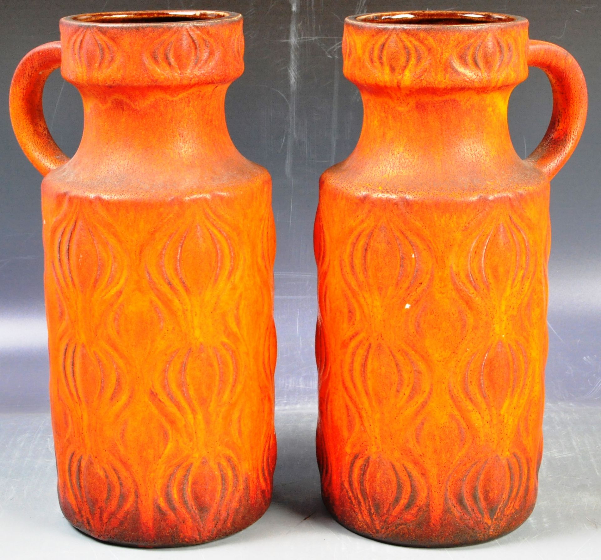 PAIR OF SCHEURICH WEST GERMAN POTTERY VASES 485 - 28