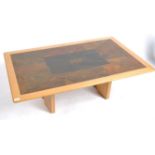 SOUTH AFRICAN CHERRY WOOD AND INLAID SLATE COFFEE TABLE