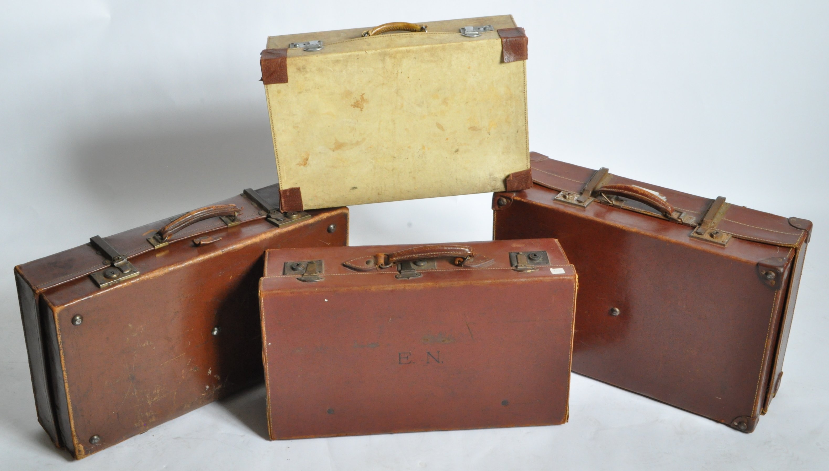 COLLECTION OF VINTAGE LUGGAGE - LEATHER SUITCASES - Image 2 of 14