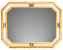 HOLLYWOOD REGENCY PAINTED GILT HANGING WALL MIRROR