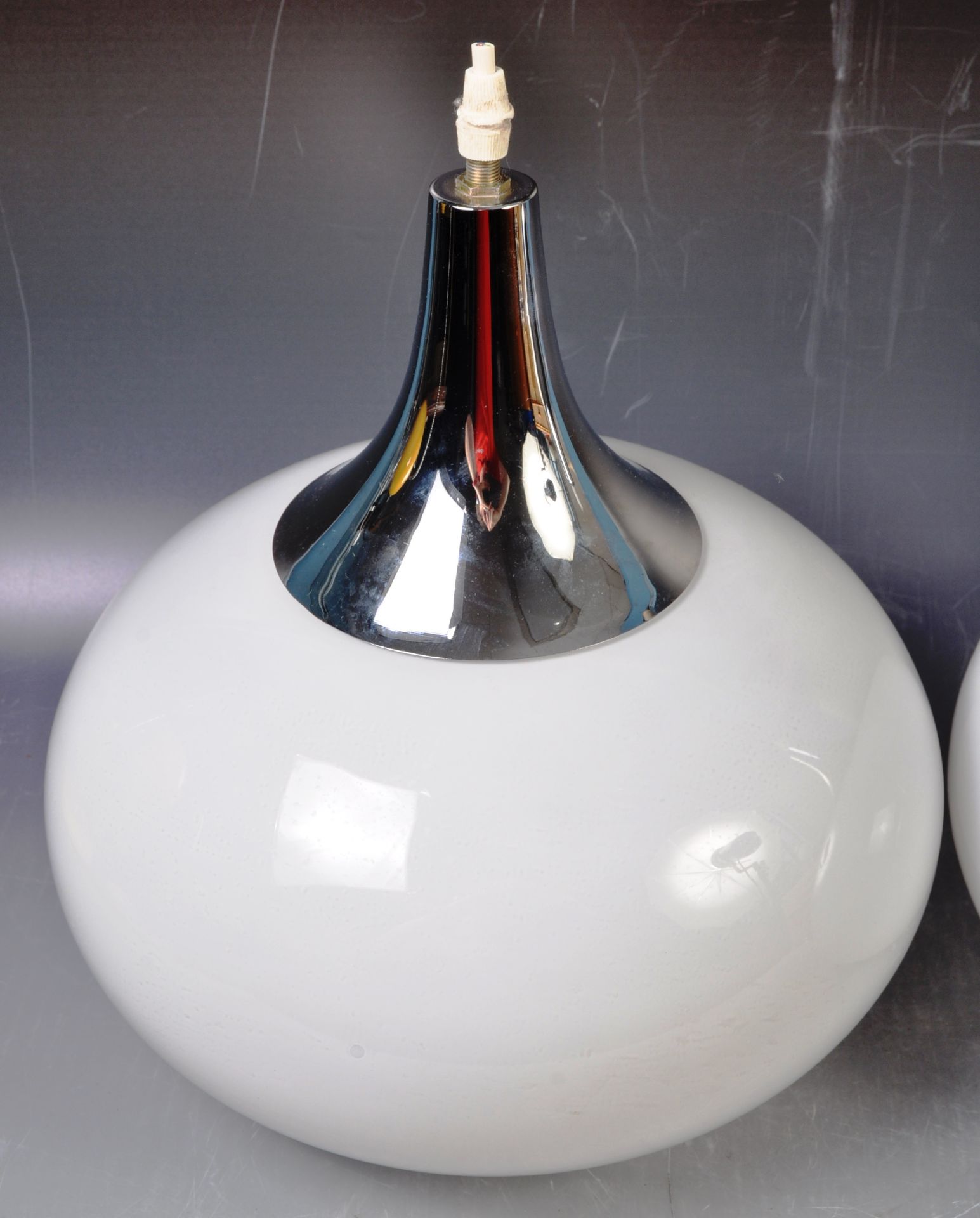 MATCHING PAIR OF WHITE GLASS CEILING LIGHT SHADES - Image 4 of 6