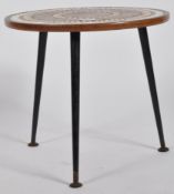 MID CENTURY MORDERN TEAK AND TILE MOSAIC TOP TABLE