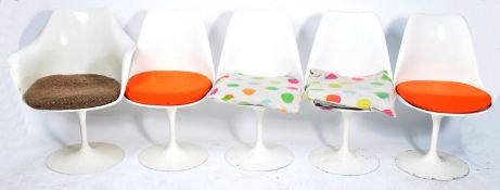 SET OF FIVE RETRO VINTAGE TULIP DINING CHAIRS IN WHITE