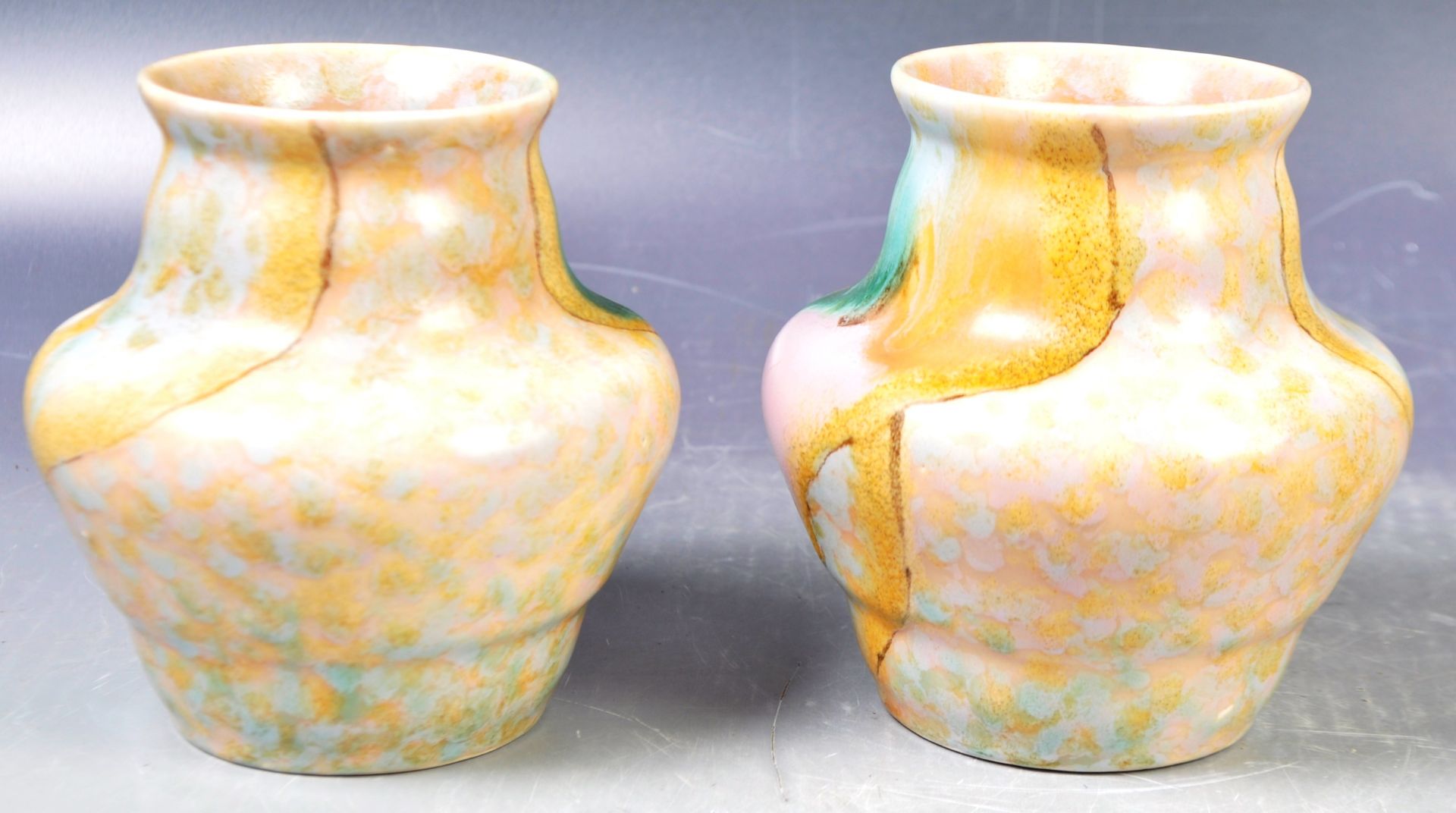 PAIR OF BESWICK MADE ART DECO CERAMIC VASES - Image 3 of 6