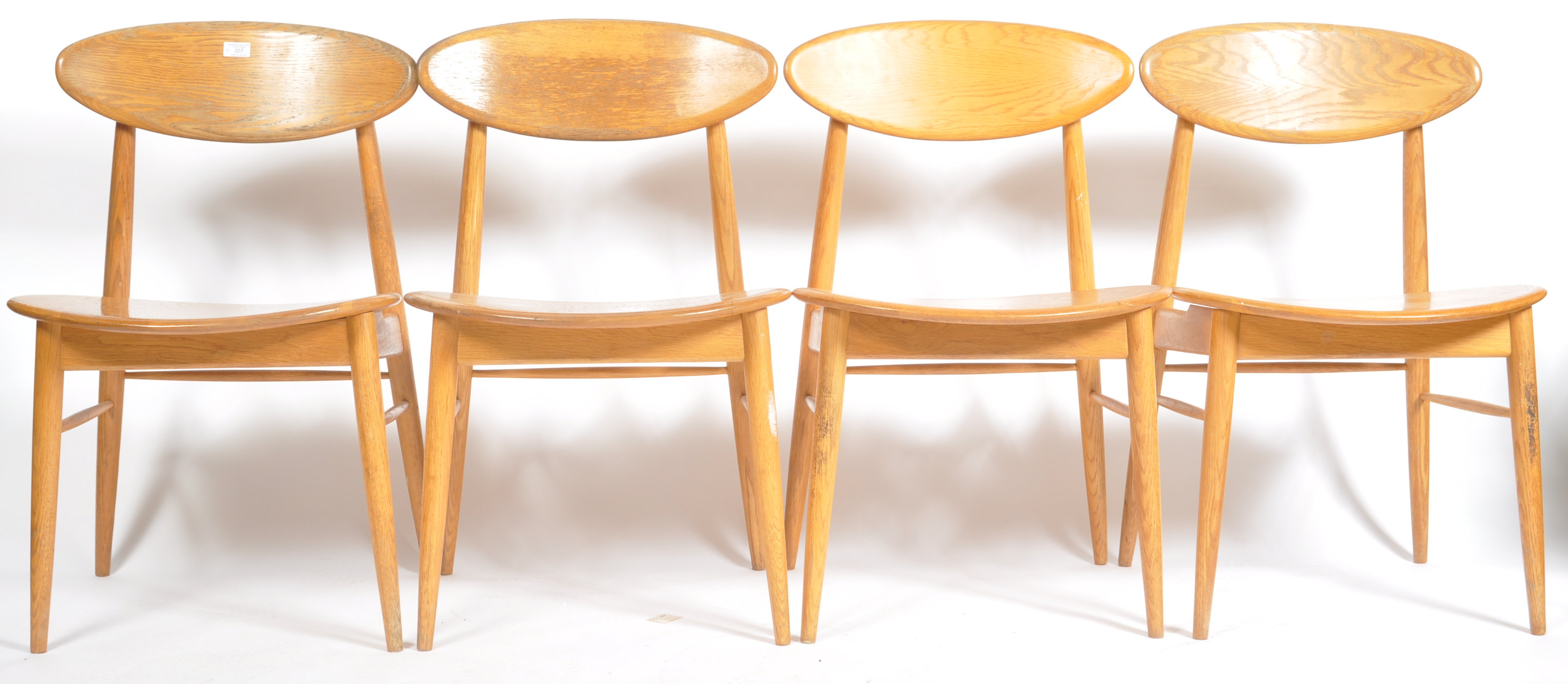 SET OF FOUR RETRO ELM DINING CHAIRS / SIDE CHAIRS