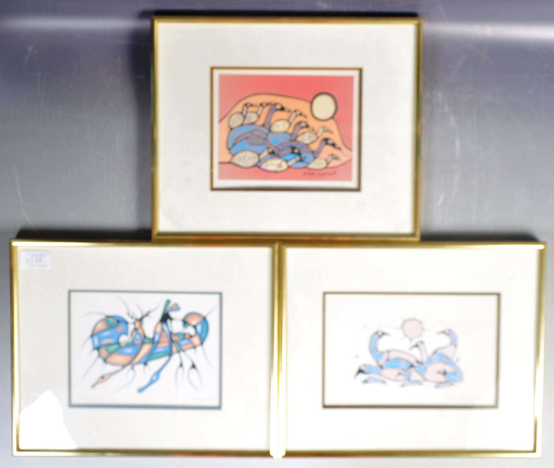 NORVAL MORRISSEAU - CANADIAN ARTIST - SET OF THREE SIGNED PRINTS