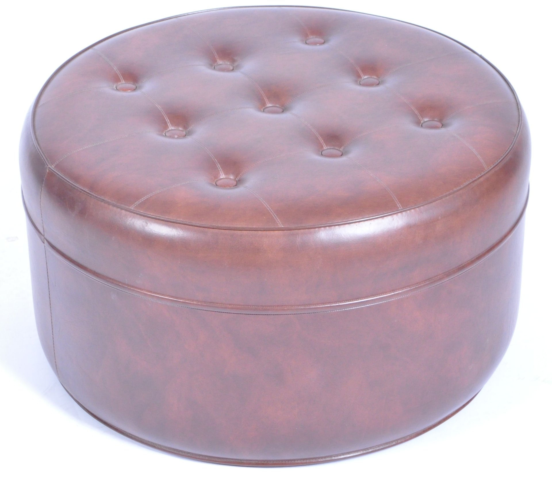 SHERBORNE VINTAGE BROWN LEATHER BUTTON TOPPED FOOTSTOOL - Image 2 of 5
