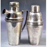 TWO RETRO VINTAGE EARLY 20TH CENTURY SILVER PLATED COCKTAIL SHAKERS