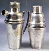 TWO RETRO VINTAGE EARLY 20TH CENTURY SILVER PLATED COCKTAIL SHAKERS