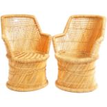 CHARMING MATCHING PAIR OF WICKER AND CANE CHILDRENS CHAIRS