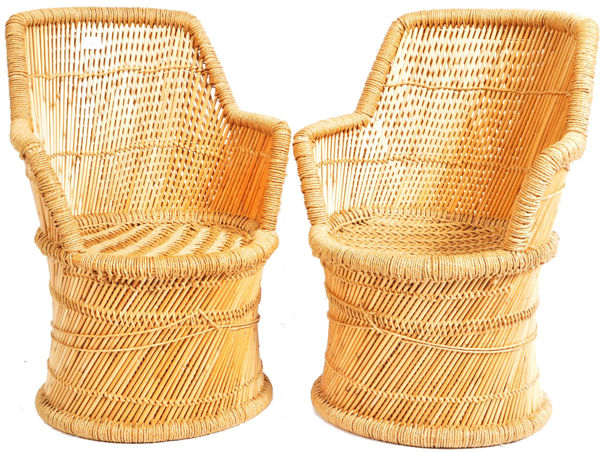 CHARMING MATCHING PAIR OF WICKER AND CANE CHILDRENS CHAIRS