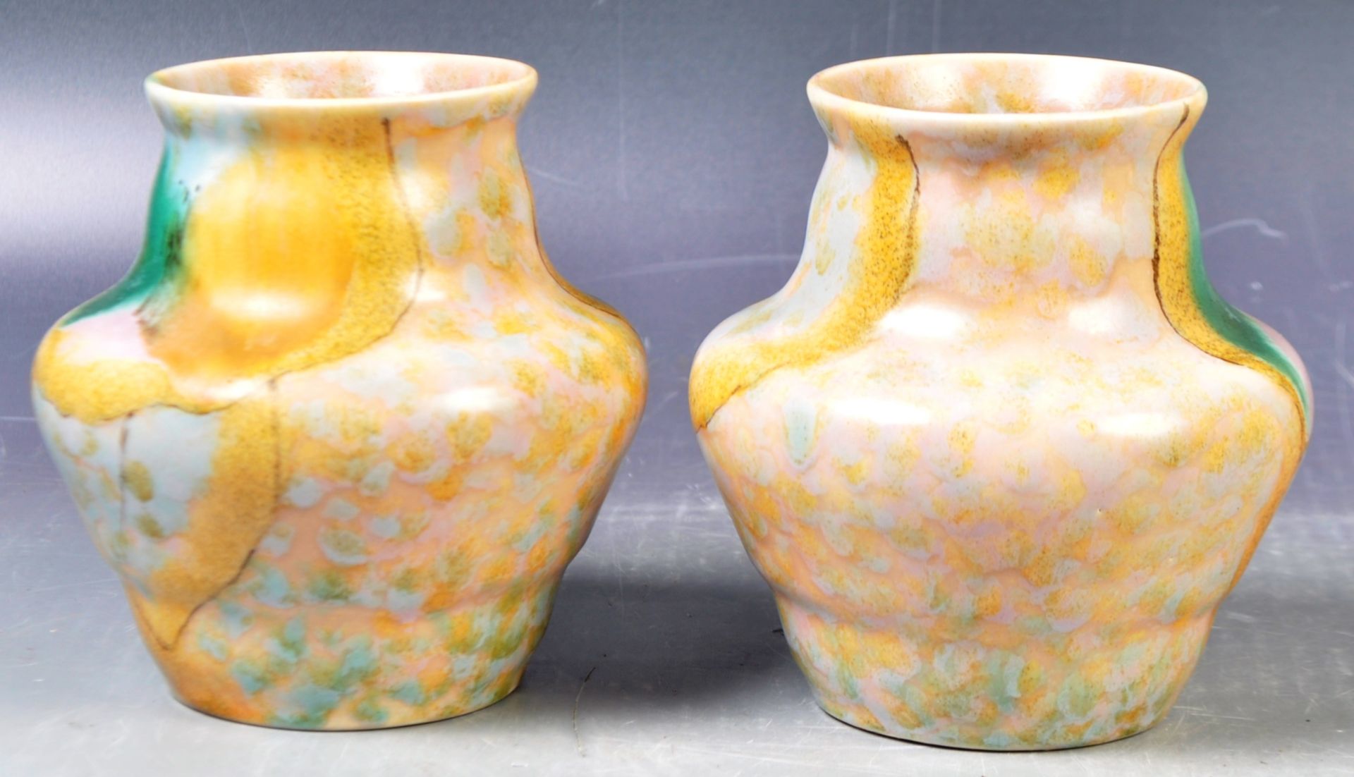 PAIR OF BESWICK MADE ART DECO CERAMIC VASES - Image 2 of 6