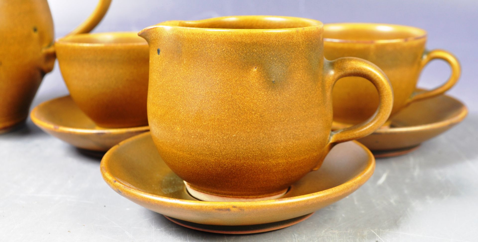 HARRY & MAY DAVID - CROWAN POTTERY - STUDIO POTTERY COFFEE SET - Image 2 of 5