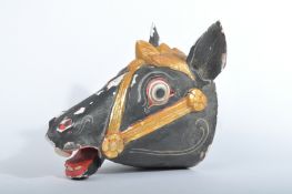 VINATGE TIBETAN INFLUENCE CARVED HAND PAINTED HORSE MASK