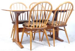 ERCOL DINING TABLE AND FOUR SPINDLE BACK DINING CHAIRS