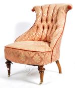 ANTIQUE 19TH CENTURY DAMASK SILK SHELL BACK CHAIR