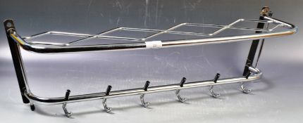 RETRO VINTAGE CHROME SET OF COAT HOOKS WITH LUGGAGE RACK