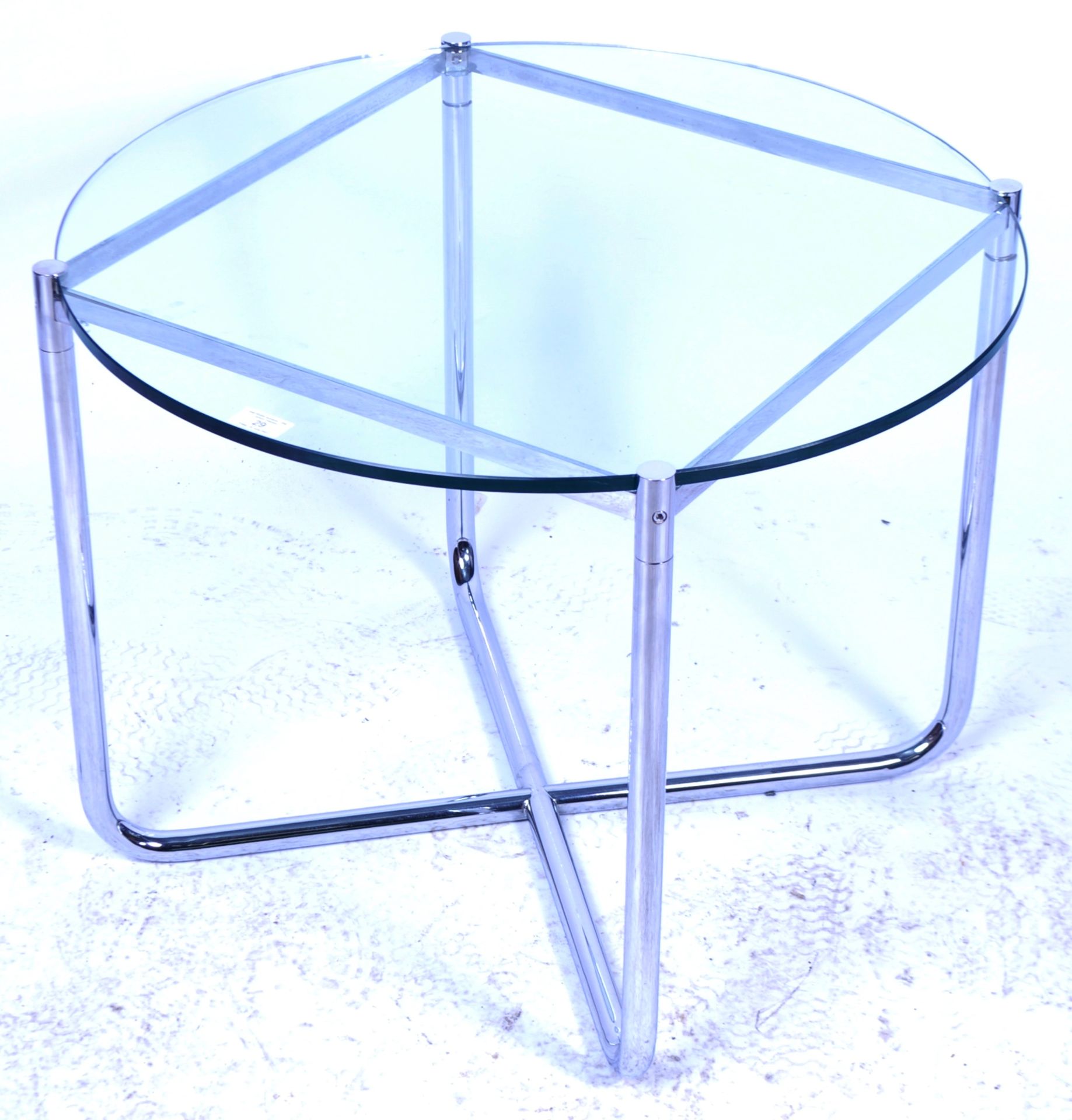 LUDWIG MIES VAN DE ROHE FOR KNOLL STUDIO GLASS AND CHROME TABLE - Image 2 of 5