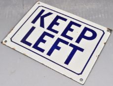 RETRO VINTAGE INDUSTRIAL KEEP LEFT ENAMEL SIGN