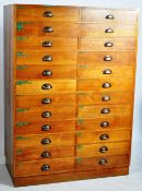 IMPRESSIVE EARLY 20TH CENTURY GOLDEN OAK DUAL BANK OF DRAWERS