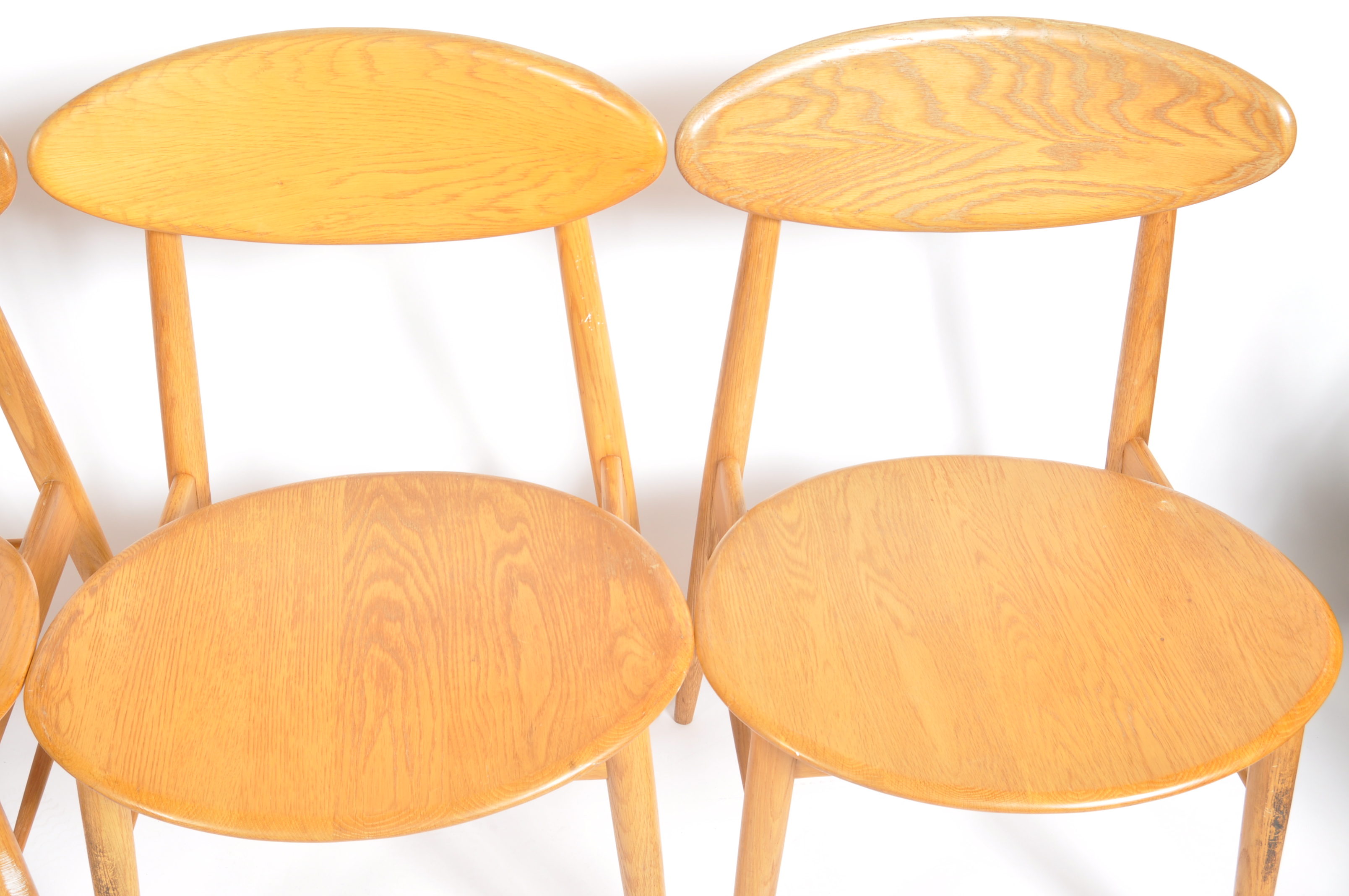SET OF FOUR RETRO ELM DINING CHAIRS / SIDE CHAIRS - Image 4 of 8