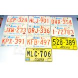 COLLECTION OF RETRO NORTH AMERICAN ALUMINIUM LICENSE PLATES