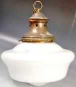 RETRO VINTAGE OPALINE GLASS & COPPER CEILING LIGHT