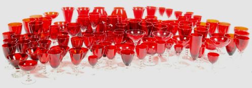 LARGE MIXED COLLECTION OF RED ANCHOR HOCKING GLASSWARE