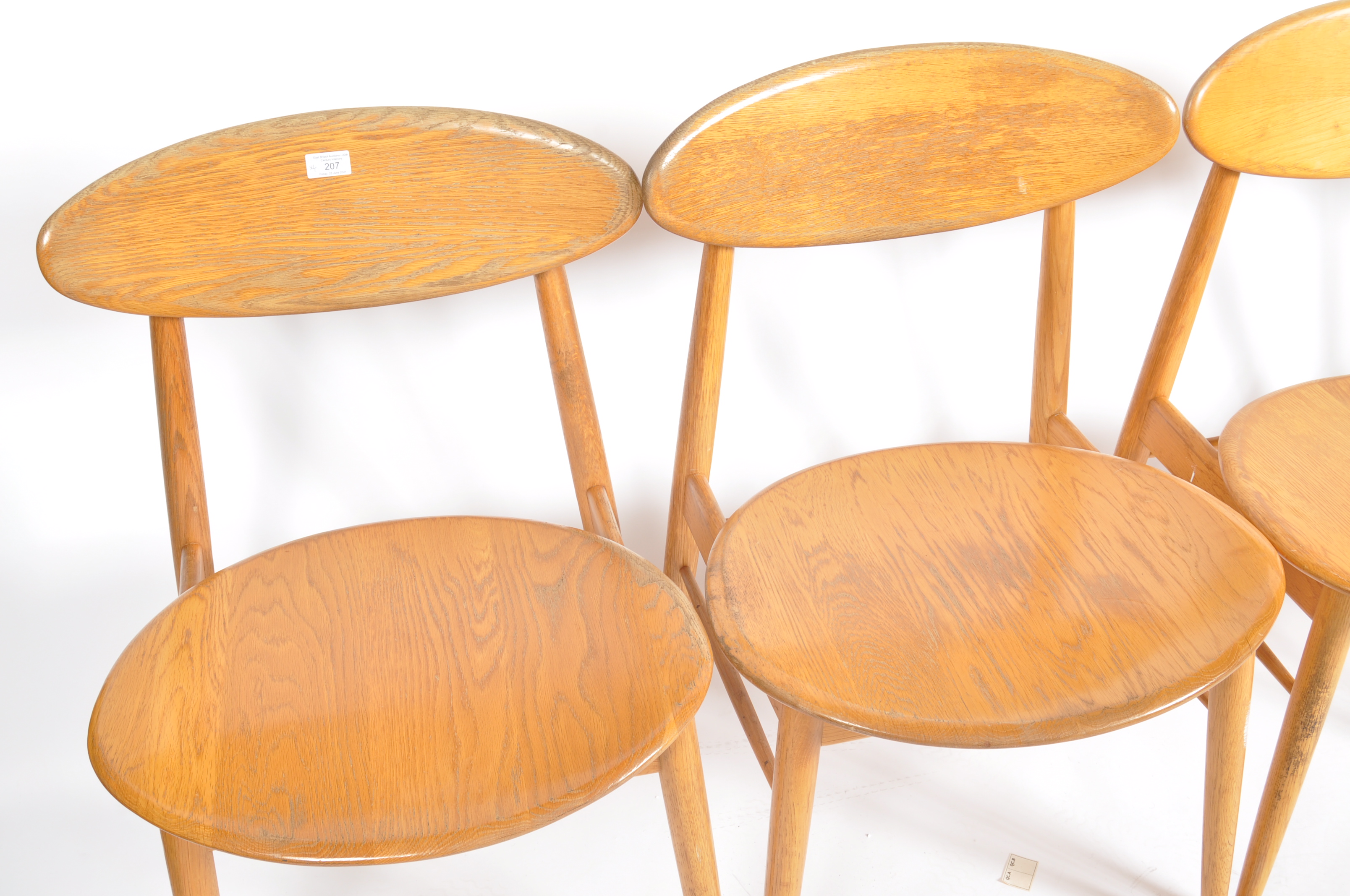 SET OF FOUR RETRO ELM DINING CHAIRS / SIDE CHAIRS - Image 3 of 8
