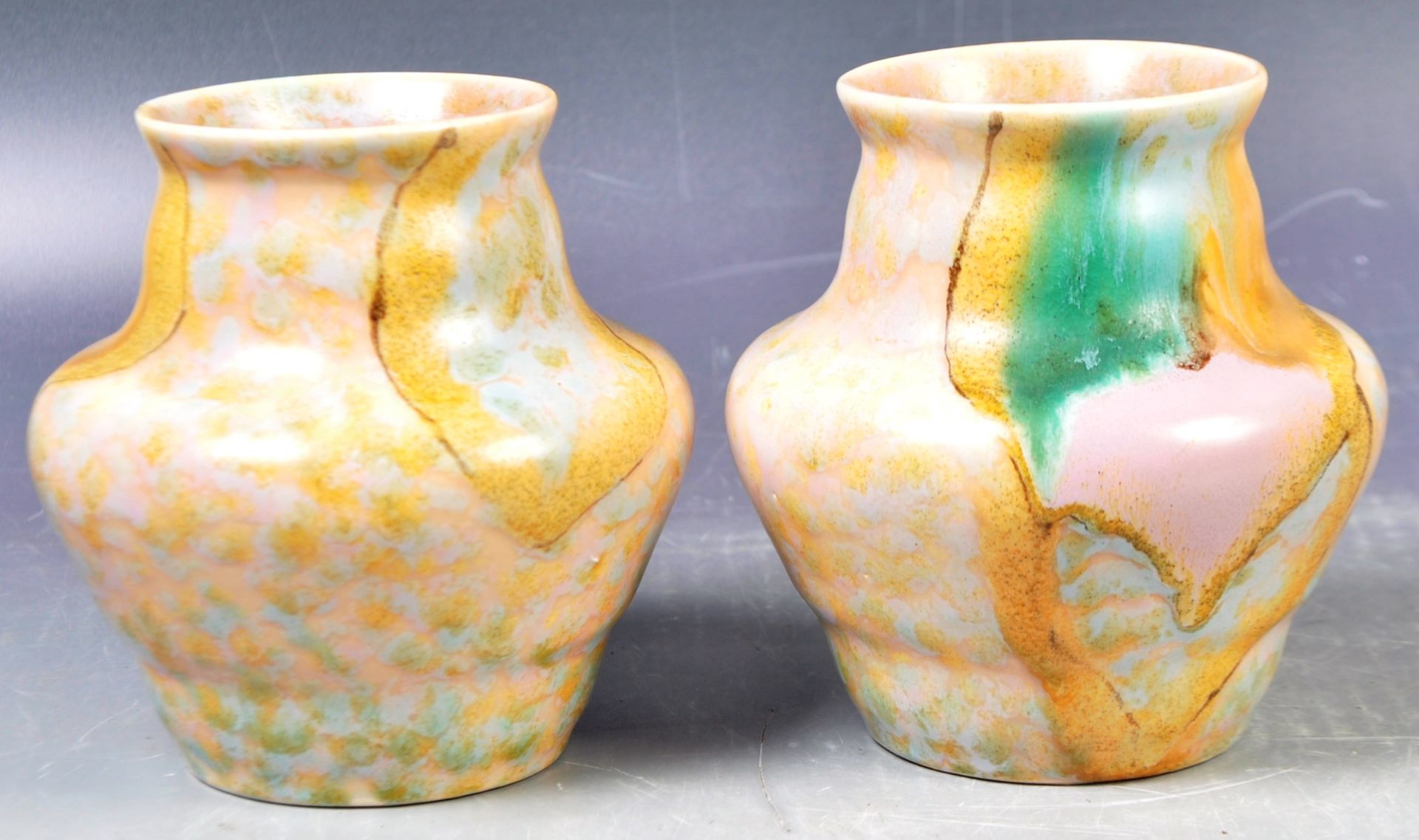 PAIR OF BESWICK MADE ART DECO CERAMIC VASES - Image 4 of 6