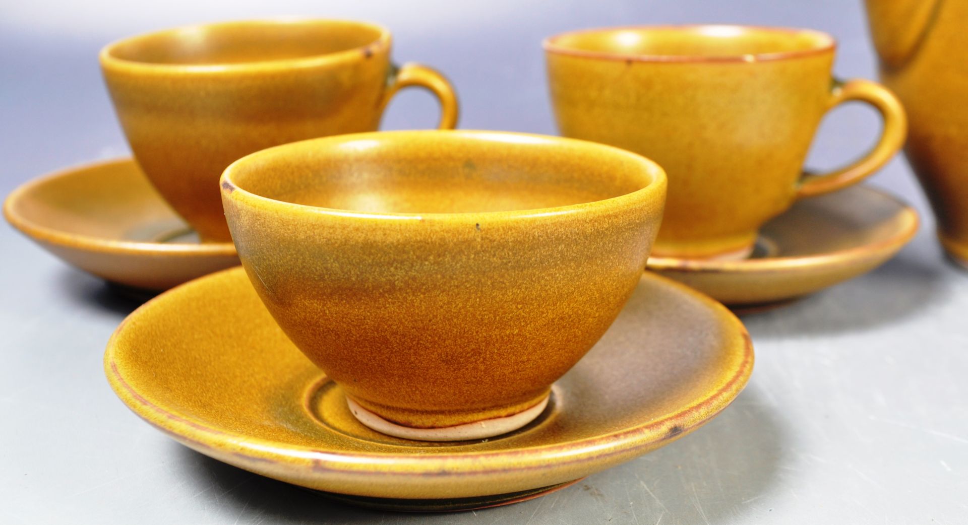 HARRY & MAY DAVID - CROWAN POTTERY - STUDIO POTTERY COFFEE SET - Image 3 of 5