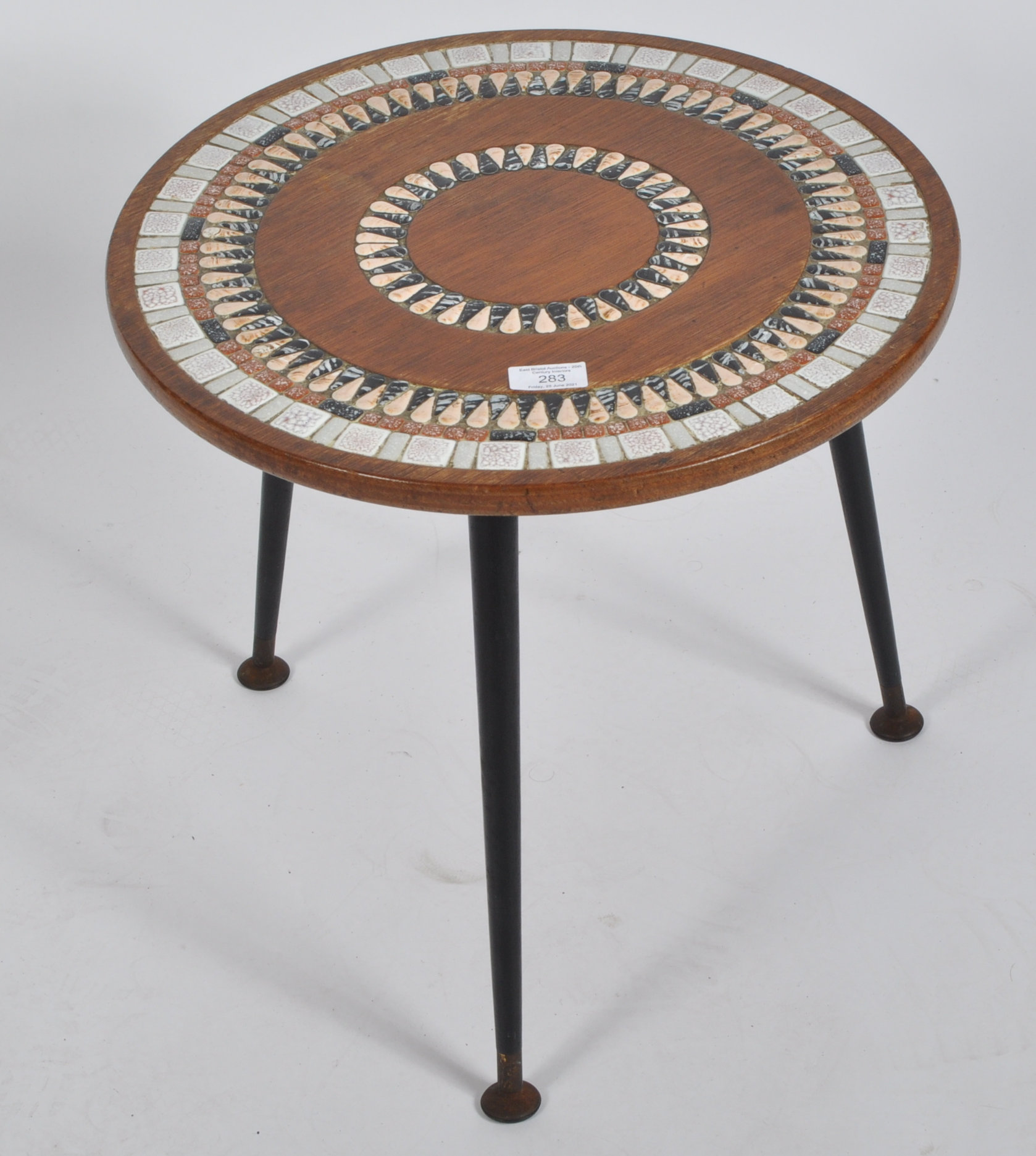 MID CENTURY MORDERN TEAK AND TILE MOSAIC TOP TABLE - Image 2 of 5