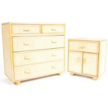 RETRO VINTAGE CANE / BAMBOO BOHO CHEST OF DRAWERS & BEDSIDE