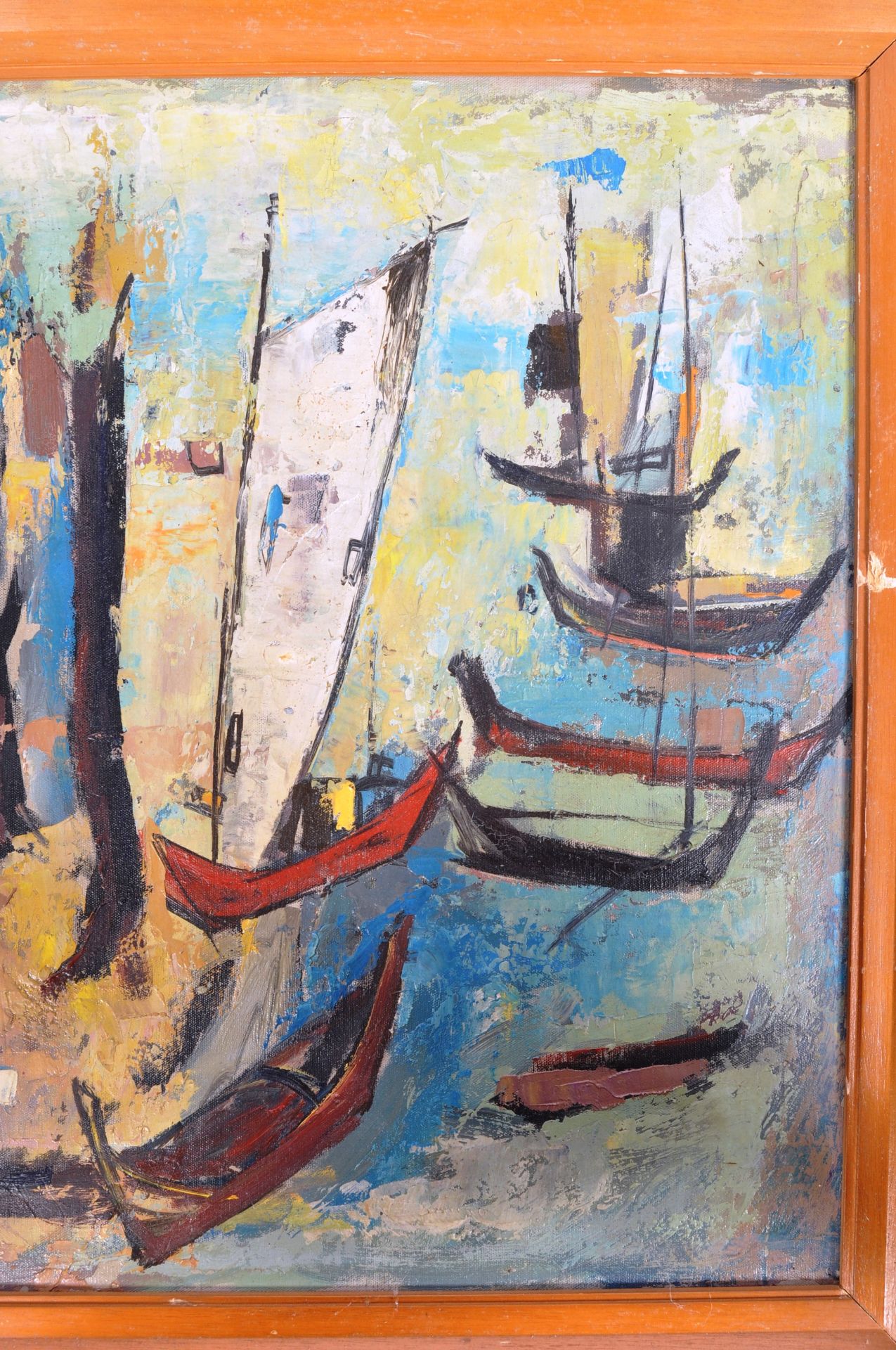 EDWARD TAN - SINGAPORE - OIL ON CANVAS ABSTRACT BOAT SCENE - Bild 3 aus 7