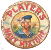 PLAYERS NAVY CUT - ORIGINAL TIN CIRCULAR SIGN