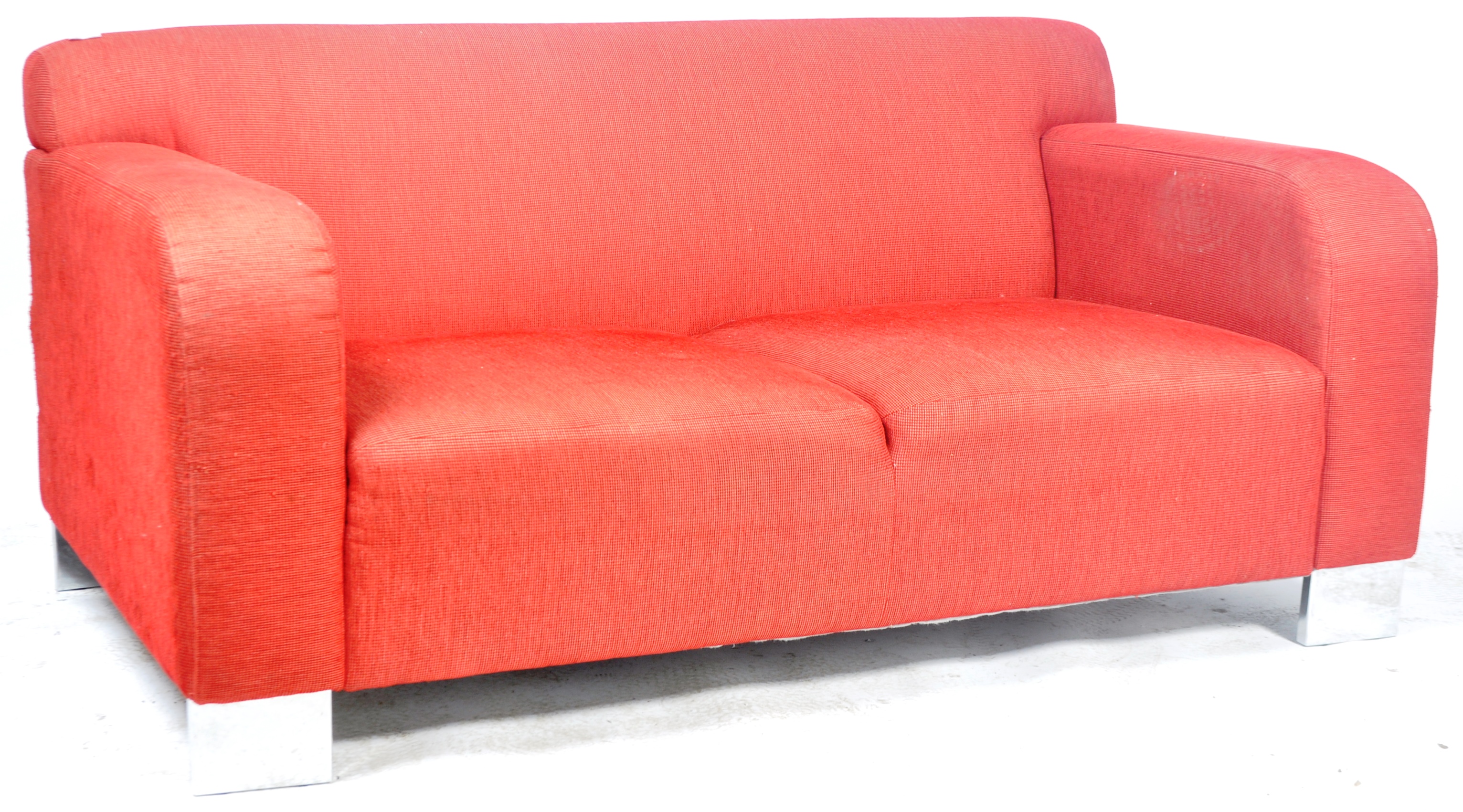 SITS MADE CONTEMPORARY RED FABRIC TWO SEATER SOFA - Image 8 of 8