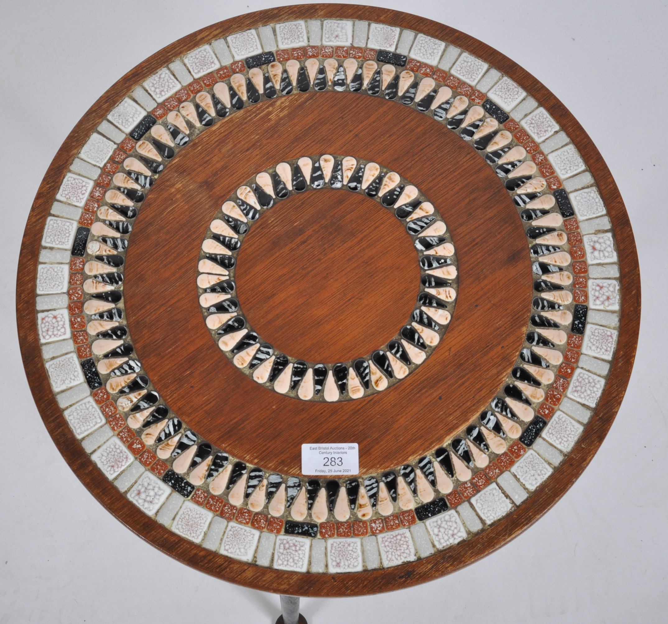 MID CENTURY MORDERN TEAK AND TILE MOSAIC TOP TABLE - Image 3 of 5