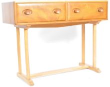 LUCIAN ERCOLANI - ERCOL BEECH AND ELM TWO DRAWER DESK / CONSOLE TABLE