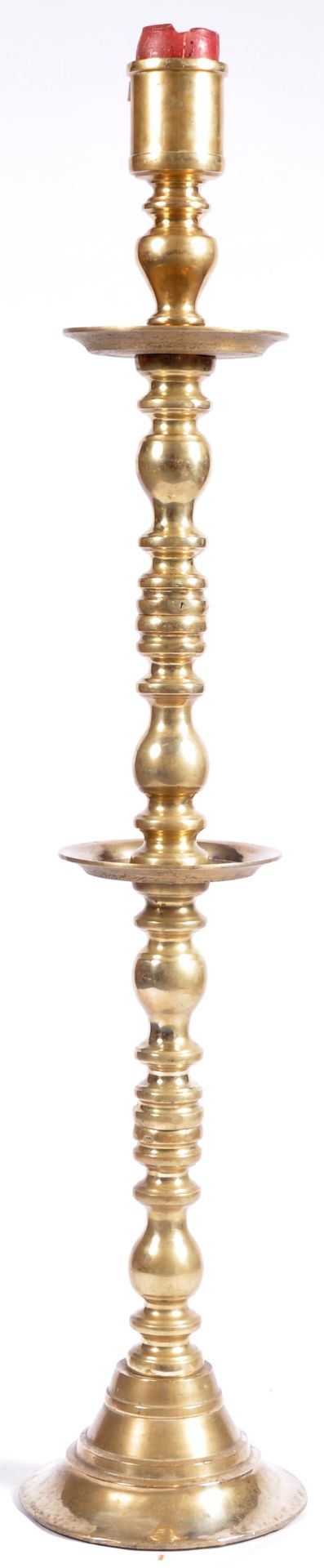 LARGE AND IMPRESSIVE HEAVY FLOOR STANDING DUTCH CANDLESTICK