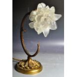 EARLY 20TH CENTURY FRENCH GLASS & BRASS TABLE LAMP