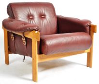 MANNER OF PERCIVAL LAFER - SCANDANAVIAN LEATHER LOUNGE CHAIR