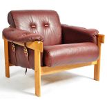 MANNER OF PERCIVAL LAFER - SCANDANAVIAN LEATHER LOUNGE CHAIR